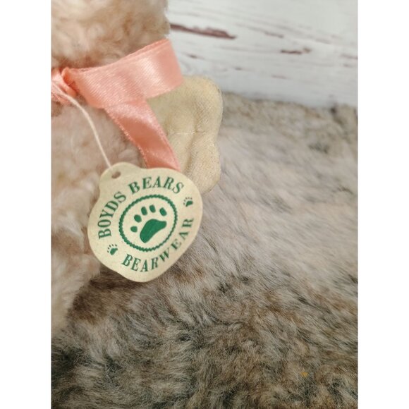 Boyds Collection Ltd Angel Teddy Bear Plush 1990 With Pink Ribbon‎ & Rose Mini - Picture 8 of 8